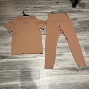 Women's Tan Pants & Top workout  Set